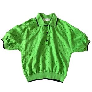 Josephine Lime Green Polka Dot Blouse - Size S